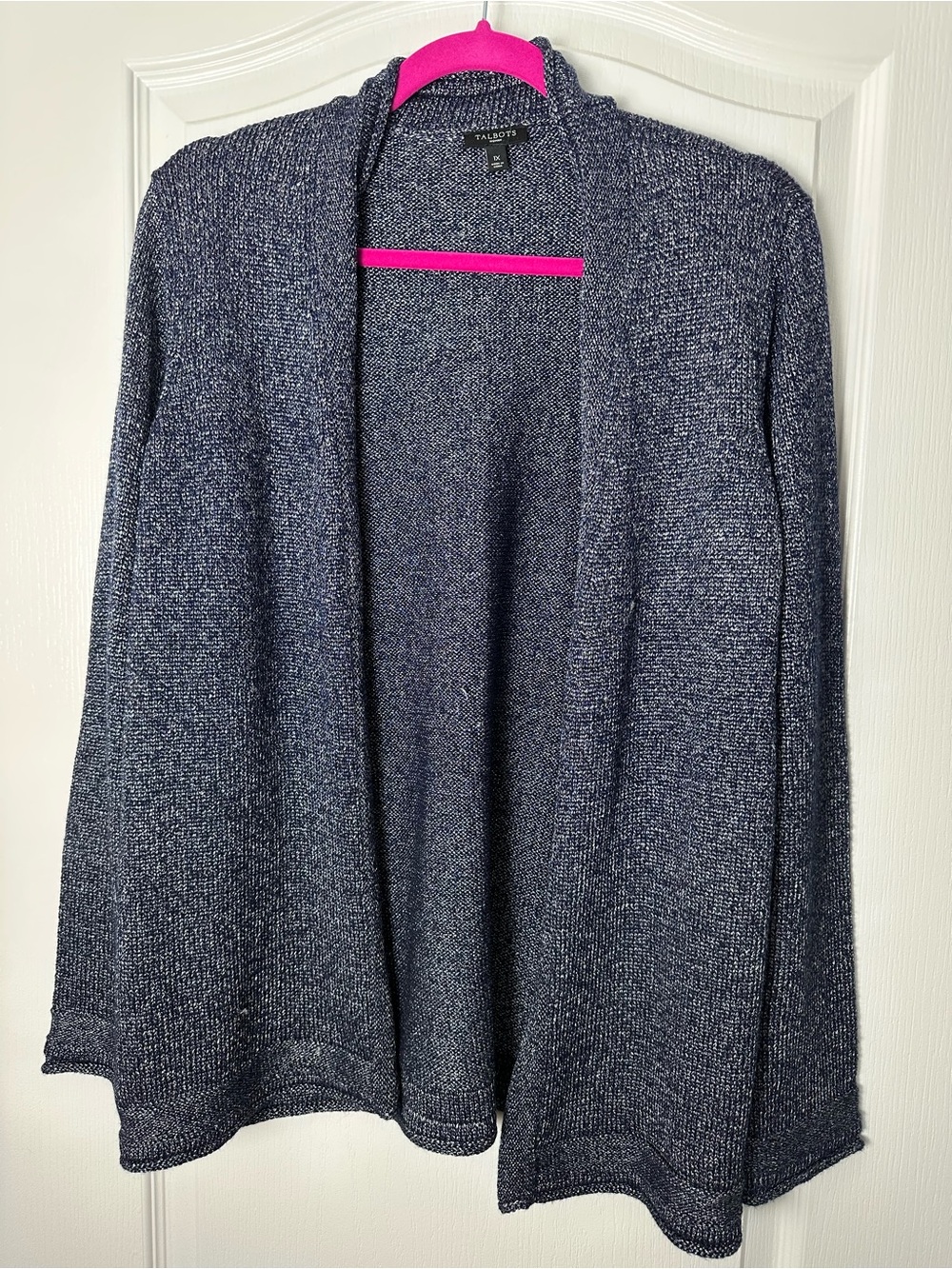 Talbots Heathered Navy Open Drape Cardigan